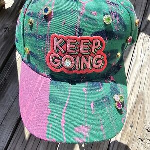 Green and Pink 'Keep Going' Cap